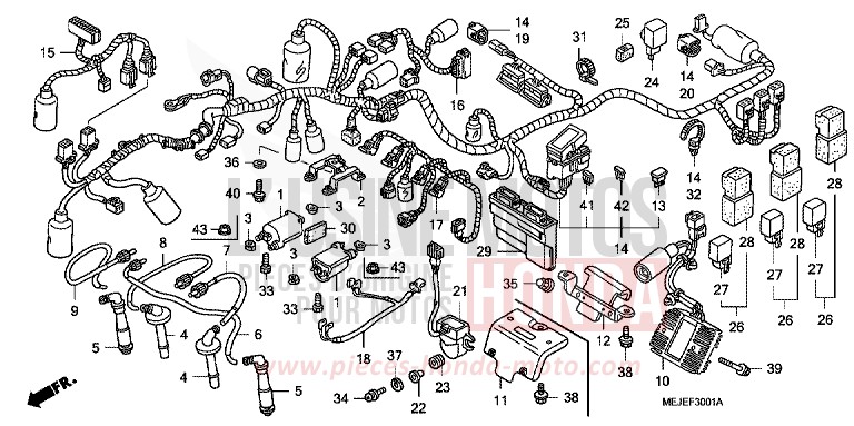KABELBAUM/ZUENDSPULE (CB1300S/SA) von CB1300 Super Bold'or ABS PEARL FADELESS WHITE (NH341KF) von 2007